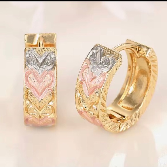 New 14k Foil Finished Small Gold Hoop Earrings - Picture 3 of 5